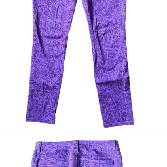 Aeropostale 7/8 Ashley Ultra Skinny Jeans Purple Floral Stretch Women’s Juniors - Picture 6 of 9